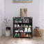 4 Layers Black Shoe Cabinet with Glass Door and Glass Layer Shoes Display Cabinet with LED light Bluetooth Control - Korvel