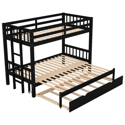 Twin over Pull-out Bunk Bed with Trundle  Espresso - Korvel