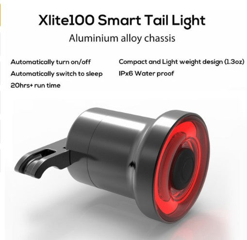 Lumière arrière de vélo intelligente XLITE100 avec démarrage/arrêt automatique