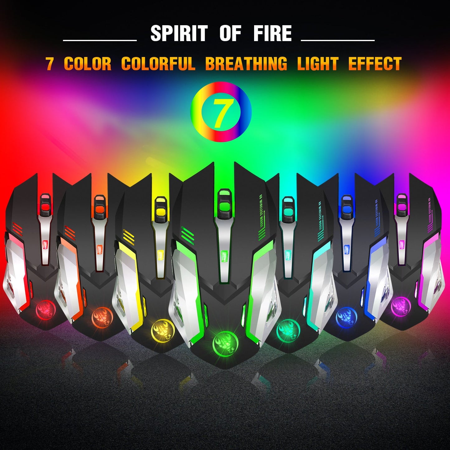 Wireless gaming mouse rechargeable 2.4G mouse with built-in 600mAh RGB illuminated business office mute mouse - Korvel