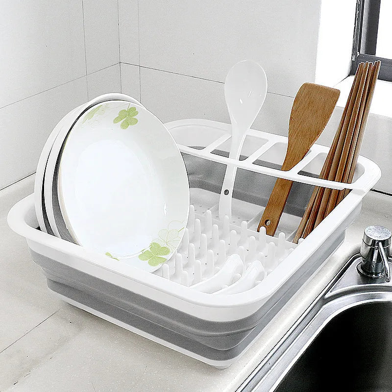 Foldable Dish Rack Kitchen Storage Water Leakage Plastic Tableware Bowl Dinnerware Drain Bowl Tray Home Drying Rack Washable - Korvel