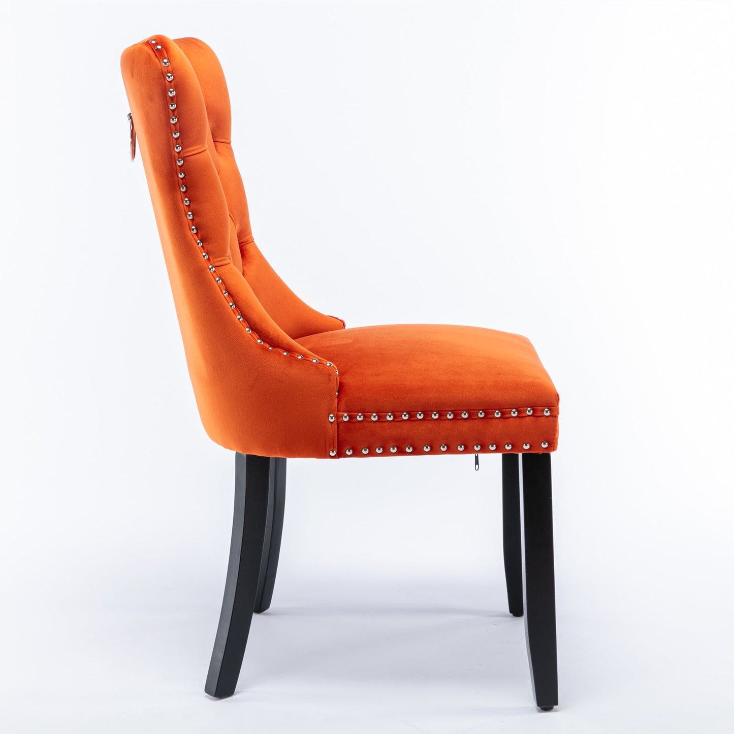 Premium Velvet Upholstered Dining Chair Set - Orange