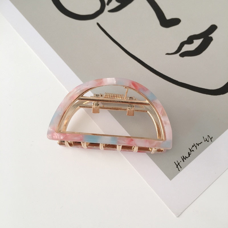 Chic Geometric Acetate Hair Claw Clamps Metal Hair Crab Women Girls Hair Clip Leopard Hairpin Hair Crab Hair Accessories - Korvel