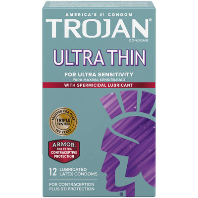 Préservatifs Trojan Ultra Mince Sensibilité avec Lubrifiant - 4 Pack