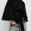 Manteau Trench Élégant d'Hiver à Col Montant et Manches Chauve-Souris pour Femmes