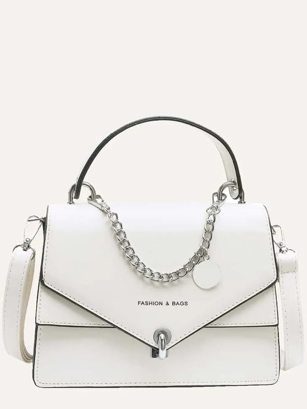 Chain PU Leather Detachable Shoulder Strap Handbag - Korvel