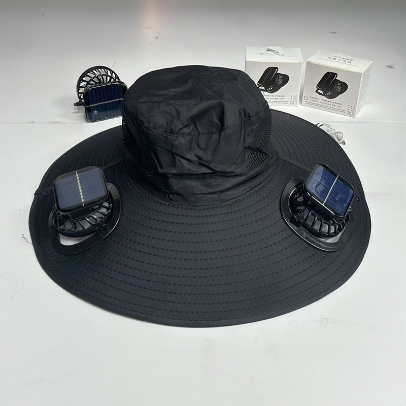 Chapeau Ventilateur Solaire : Chapeau à Large Bord Premium pour Aventures en Plein Air