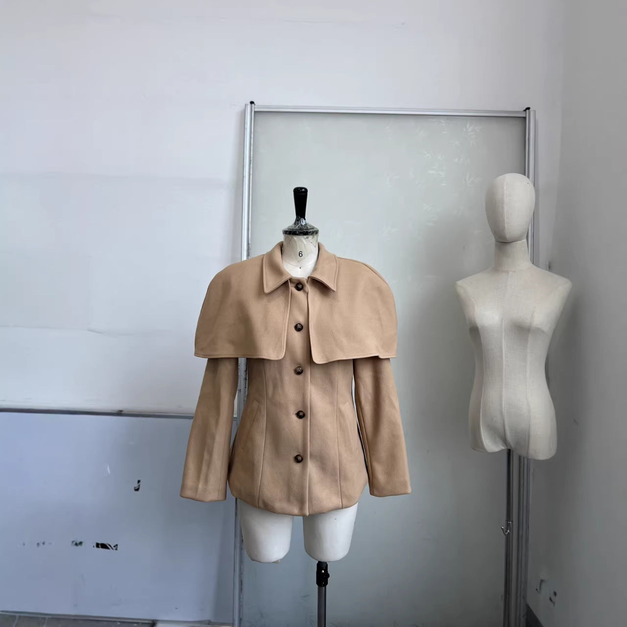 British-Style Patchwork Cinched Cloak Trench Coat for Women