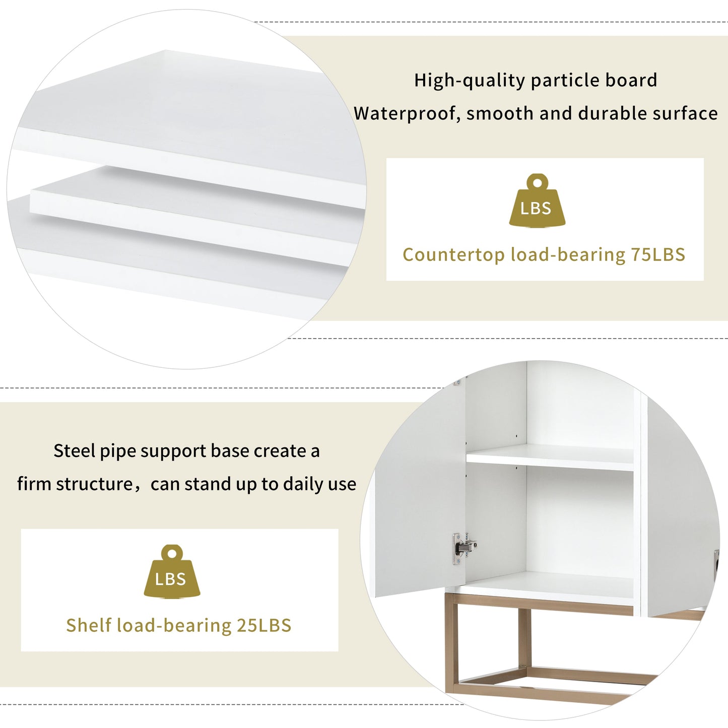 TREXM Modern Sideboard Elegant Buffet Cabinet with Large Storage Space for Dining Room, Entryway (White) - Korvel