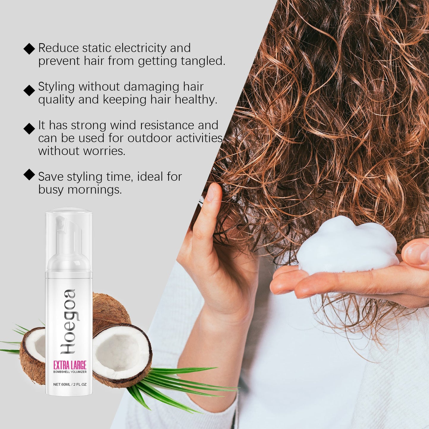 Volumizing Curls Styling Mousse Hair Styling Wax Foam Curls Moisturizing Treatment Mousse - Korvel