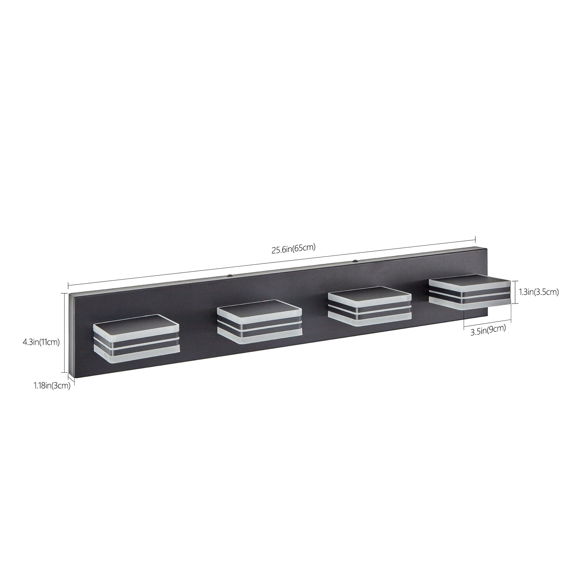 LED Modern Black Vanity Lights, 4-Lights Acrylic Matte Black Bathroom Vanity Lights Over Mirror - Korvel