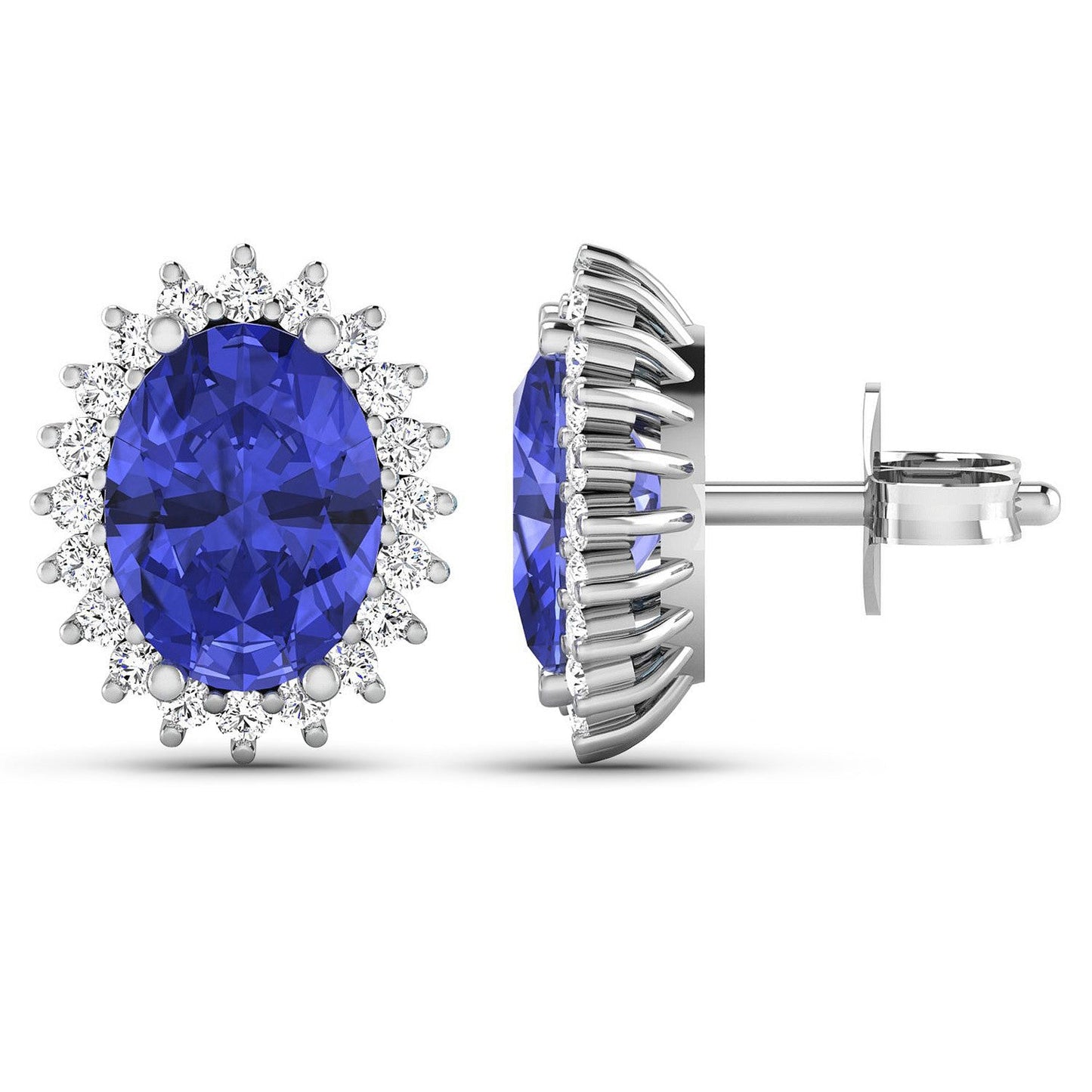 2.56 Carat Genuine Tanzanite and Diamond 14K White Gold Earrings
