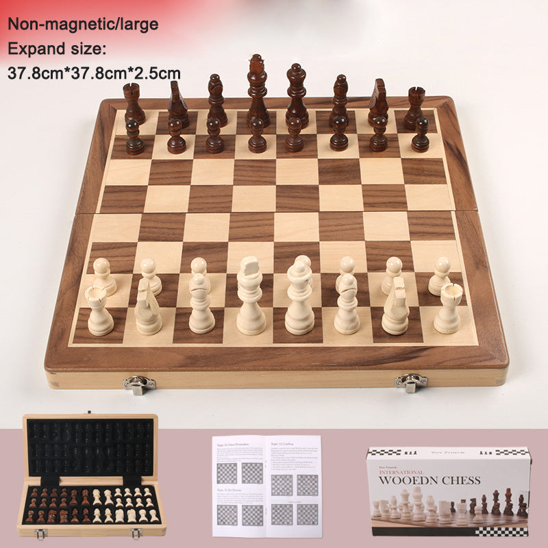 Magnetic Chess Folding Solid Wood Double Queen Set Chessboard Adult Board Game Children's Puzzle Toy - Korvel