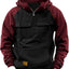 Men's Retro Cargo Hoodie with Half Zipper and Pockets