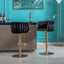 Set of 2 Adjustable Bar Stools with Chrome Footrest - Black Velvet