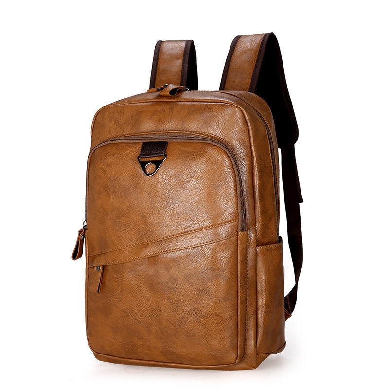 Korean Style PU Leather Backpack for Leisure Travel
