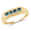14K Yellow Gold Plated Blue Diamond Sterling Silver Ring