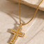 18K Gold-Plated Inlaid Zircon Cross Necklace - Korvel
