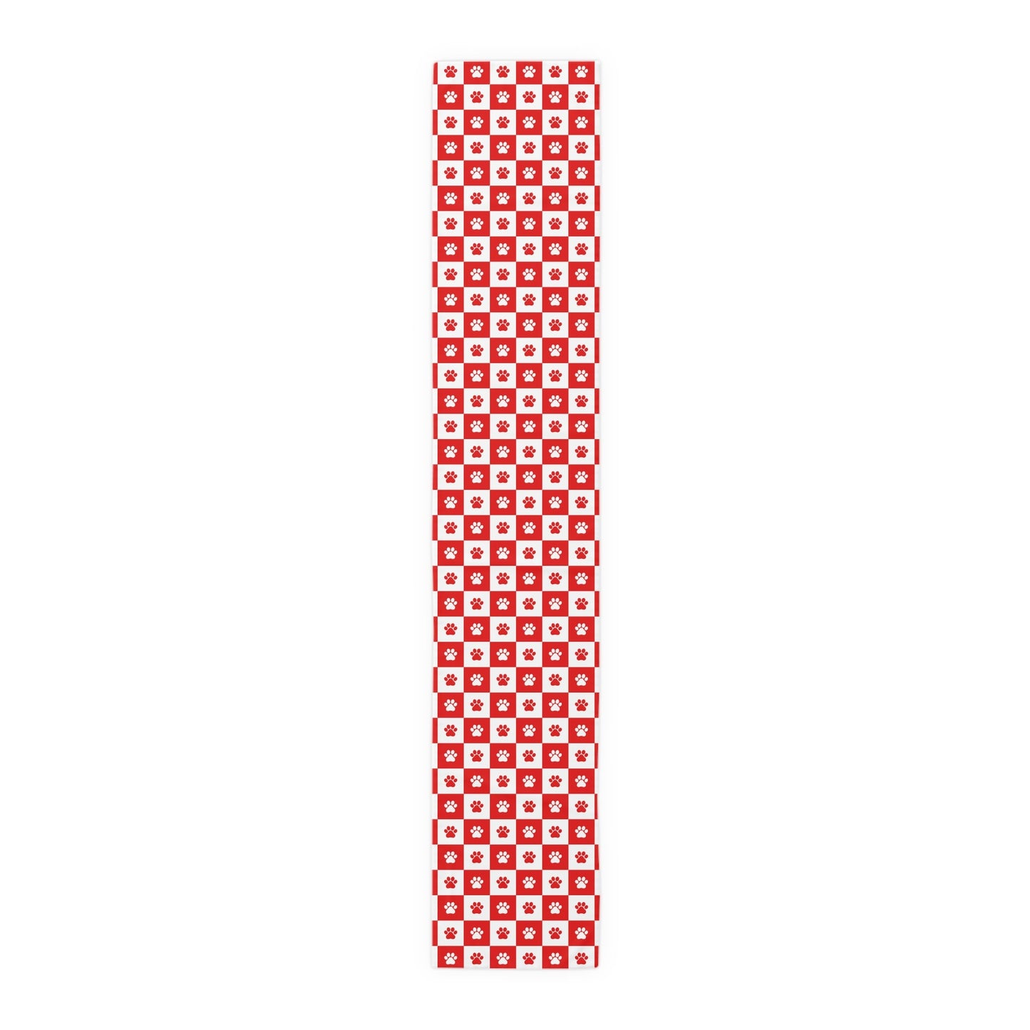 Charming Red & White Paws Table Runner - Cotton & Polyester Options - Korvel