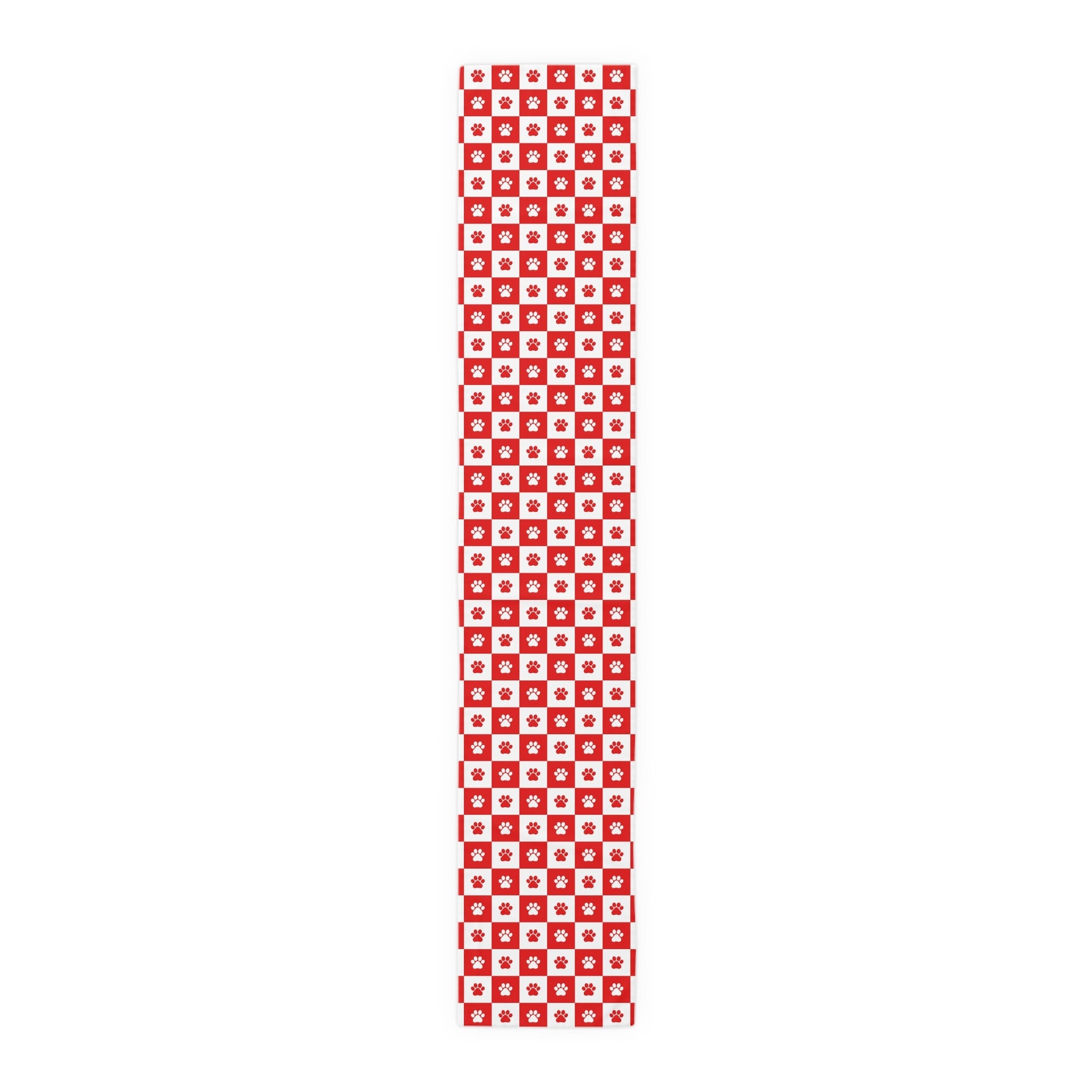 Charming Red & White Paws Table Runner - Cotton & Polyester Options - Korvel