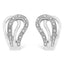 .925 Sterling Silver Pave-Set Diamond Accent Horseshoe Hoop Earrings