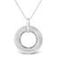Collar de Pendiente de Doble Círculo de Plata Esterlina .925 con Acentos de Diamante