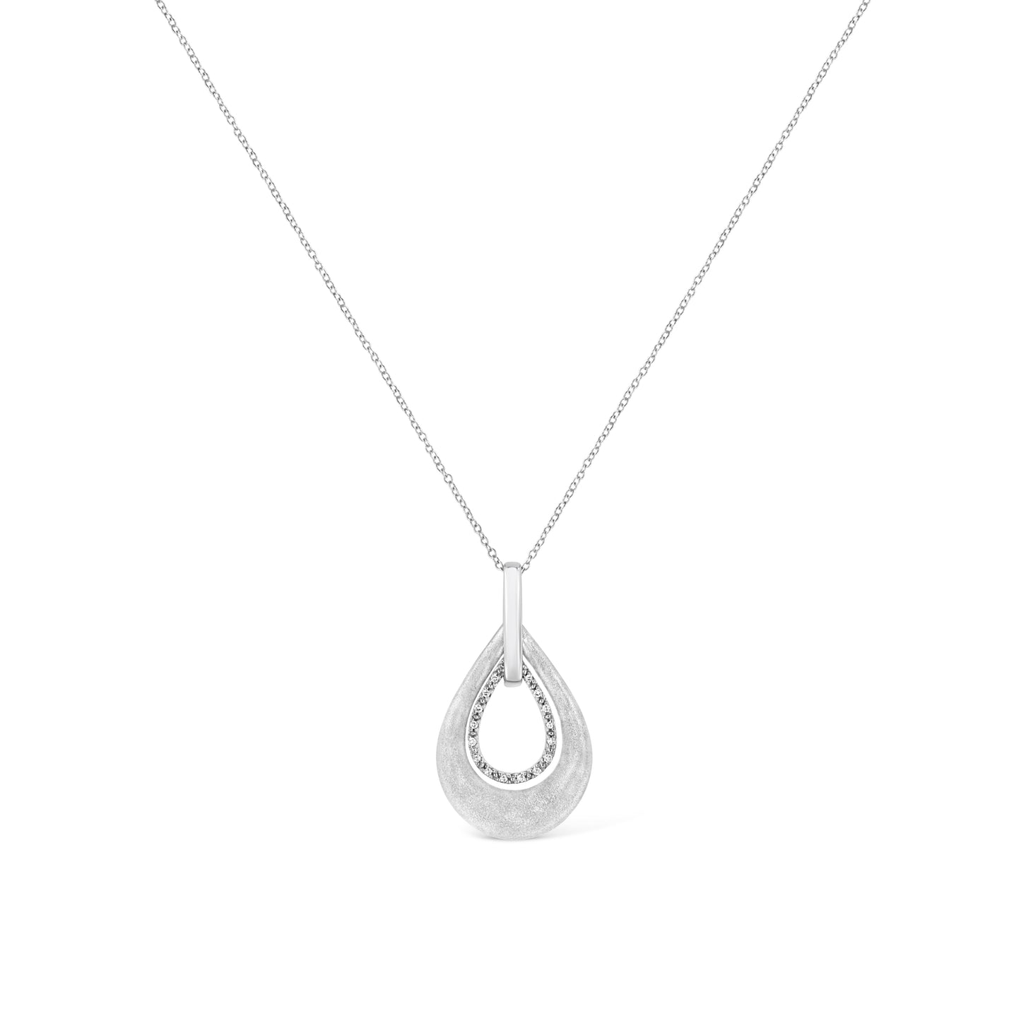 Collar de Pendiente Doble de Plata Esterlina .925 con Acentos de Diamante