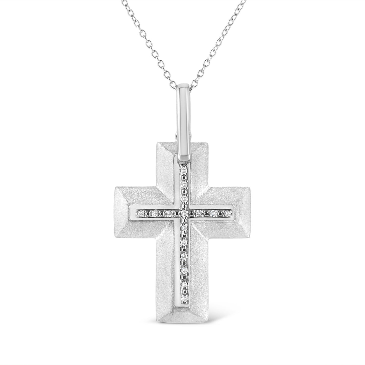 Collar de Pendiente de Cruz con Diamantes en Acero Inoxidable .925