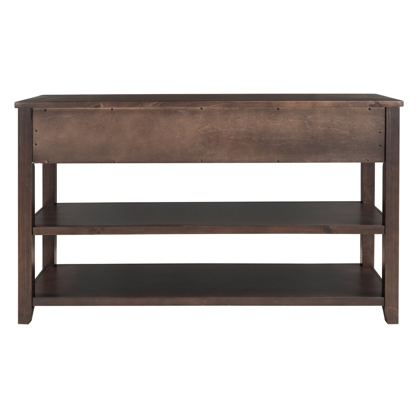 Retro Design Console Table with Two Open Shelves, Pine Solid Wood Frame and Legs for Living Room (Espresso) - Korvel