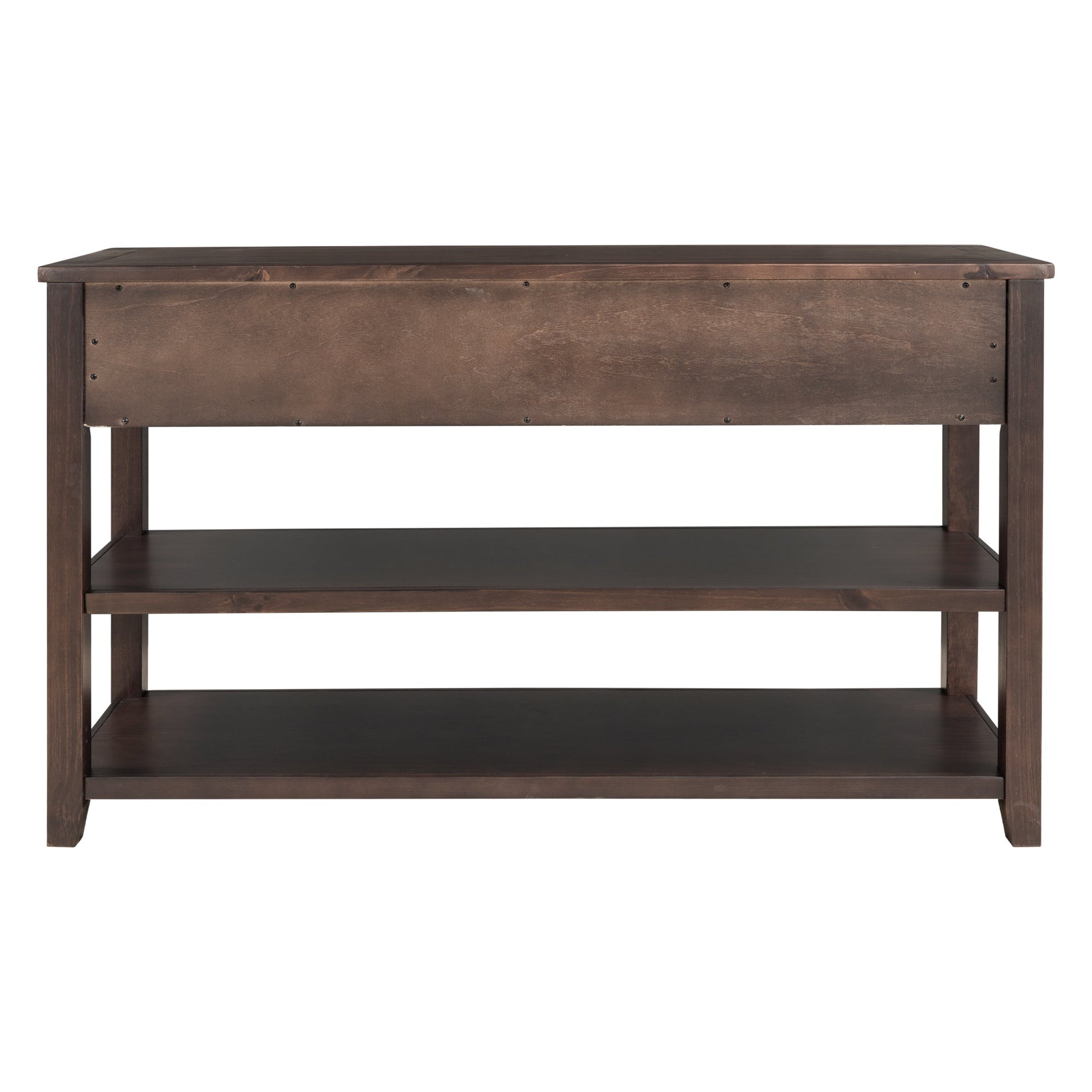 Retro Design Console Table with Two Open Shelves, Pine Solid Wood Frame and Legs for Living Room (Espresso) - Korvel