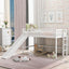 Twin Size Low Loft Bed with Ladder and Slide White - Korvel