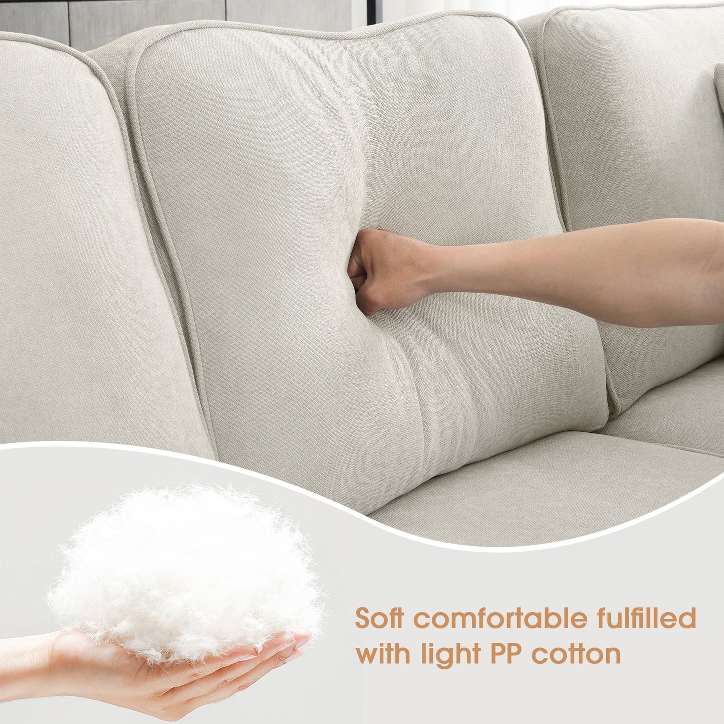 [VIDEO provided] [New] 108*85.5" Modern U Shape Sectional Sofa 7 Seat Fabric Sectional Sofa Set - Korvel