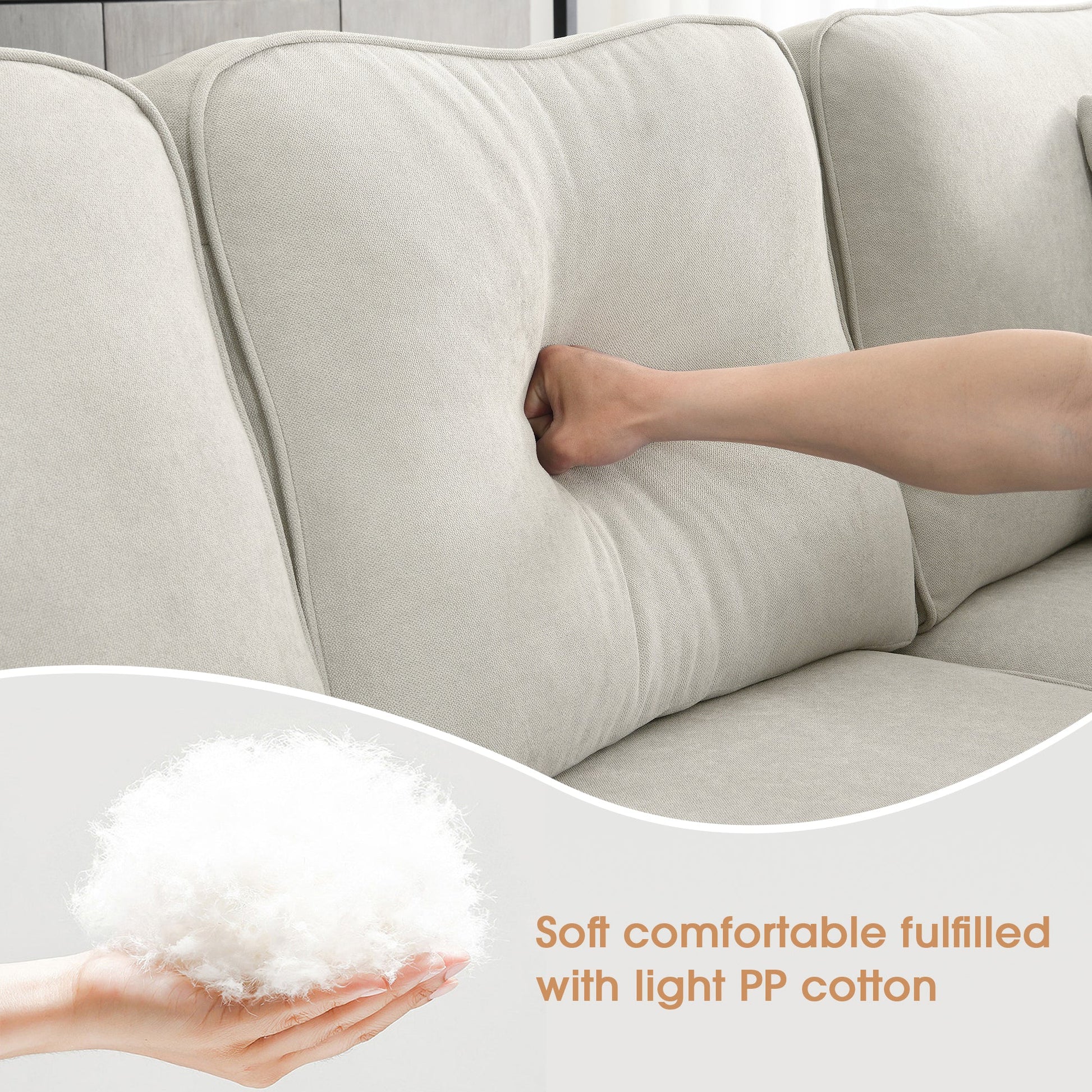 [VIDEO provided] [New] 108*85.5" Modern U Shape Sectional Sofa 7 Seat Fabric Sectional Sofa Set - Korvel
