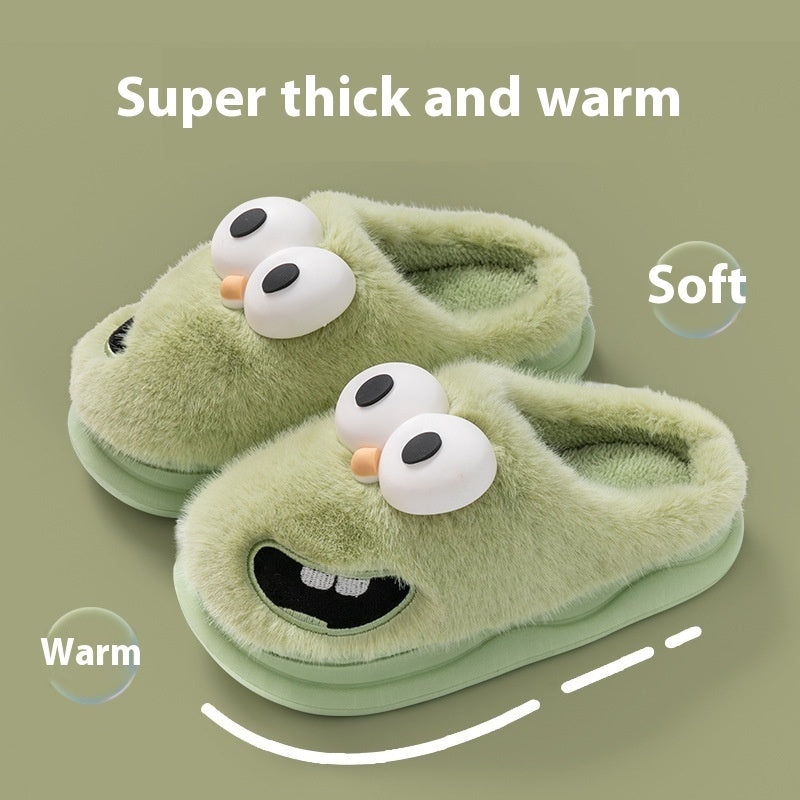 Cozy Cartoon Big Eye Dog Cotton Slippers for Women