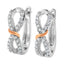 Pendientes de aro infinitos de diamantes en oro blanco y rosa de 10K