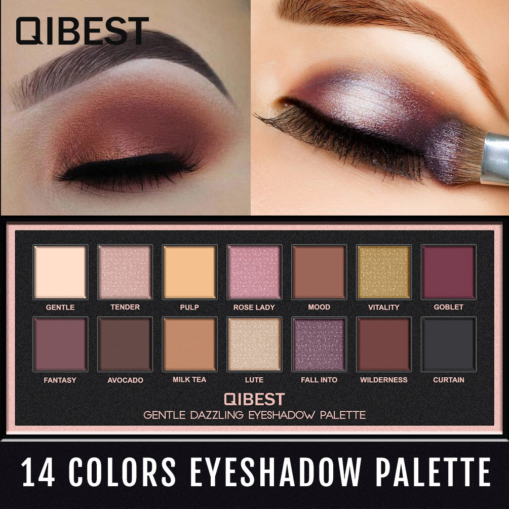 QIBEST 14 Color Matte Eyeshadow Palette - Luxury Velvet Glossy Finish
