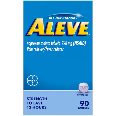 Aleve Soulagement de la Douleur & Réducteur de Fièvre, 220mg de Naproxène Sodique, 90 Comprimés