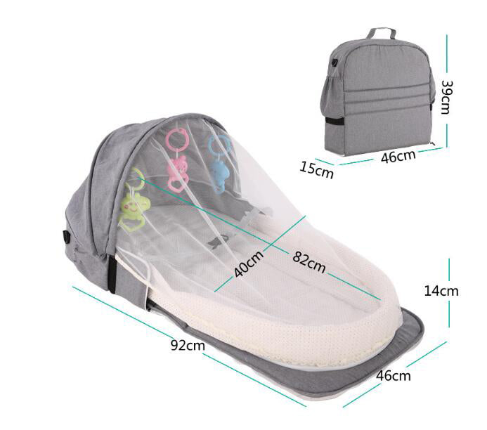 Portable Bed Foldable Baby Bed Travel Sun Protection Mosquito Net Breathable Soft Infant Folding Sleeping Basket With Toys - Korvel