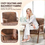 Medieval modern chair, solid wood frame living room chair, accent chair with ultra thick backrest - Korvel