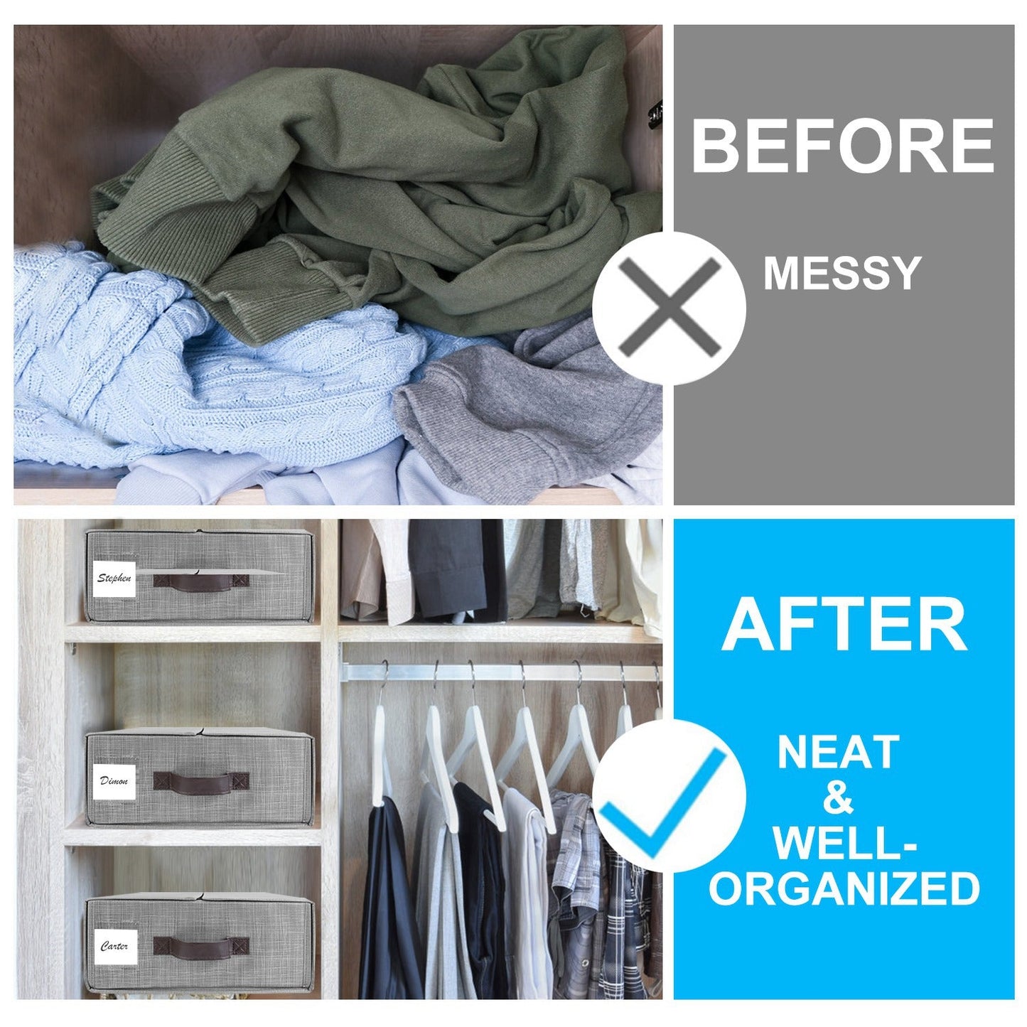 4-Piece Foldable Bed Sheet Organizers for Neat Storage