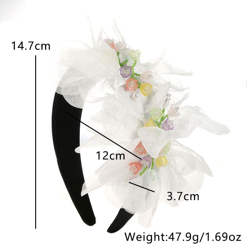 Fashionable handmade fabric crystal flower headband - Korvel