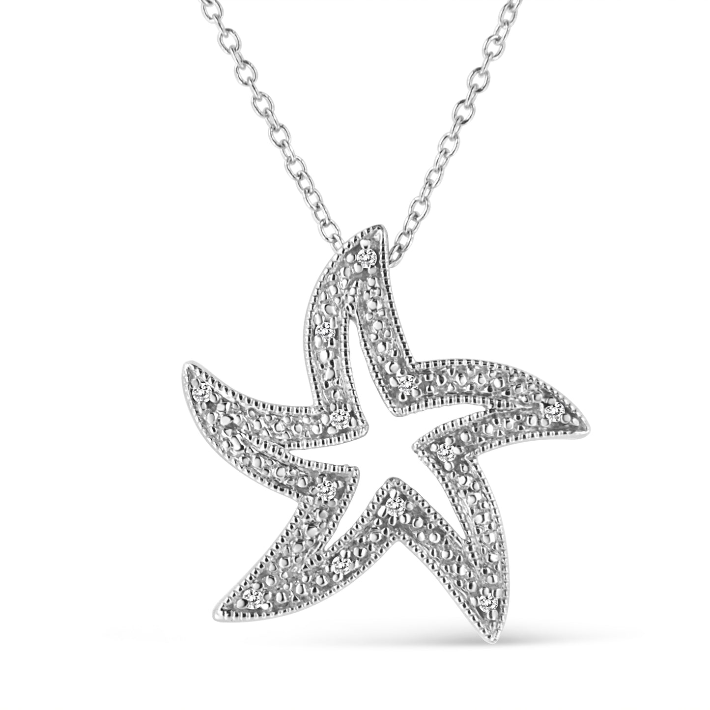 Collar de Colgante de Estrella de Mar con Diamantes en Acero Inoxidable .925