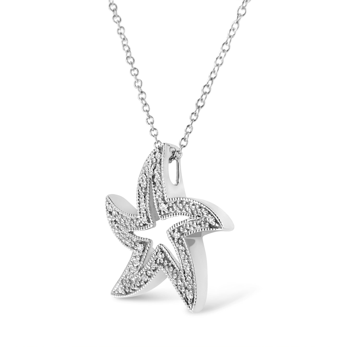 Collar de Colgante de Estrella de Mar con Diamantes en Acero Inoxidable .925