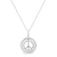 Matte Finish .925 Sterling Silver Diamond Accent Peace Sign Necklace