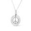 Matte Finish .925 Sterling Silver Diamond Accent Peace Sign Necklace