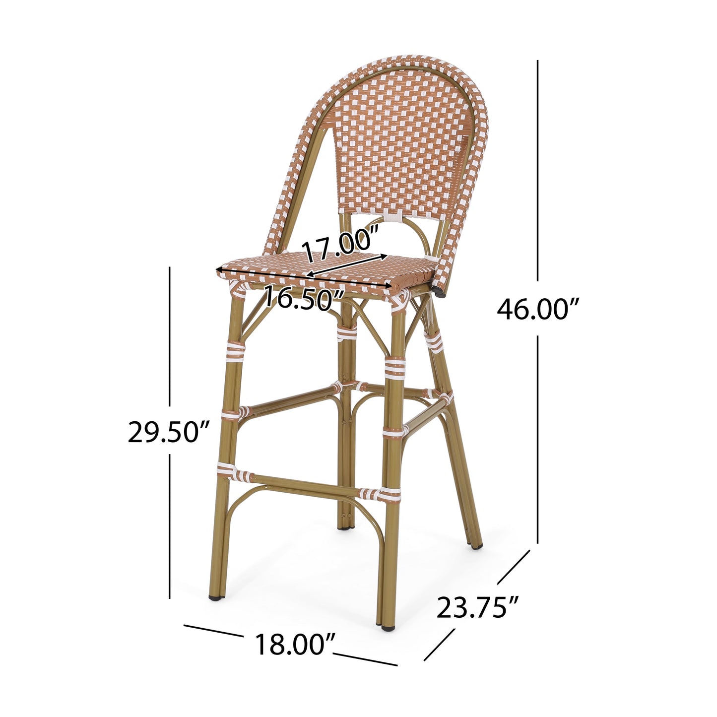 Wicker Bar Stool with Aluminum Frame - Set of 2