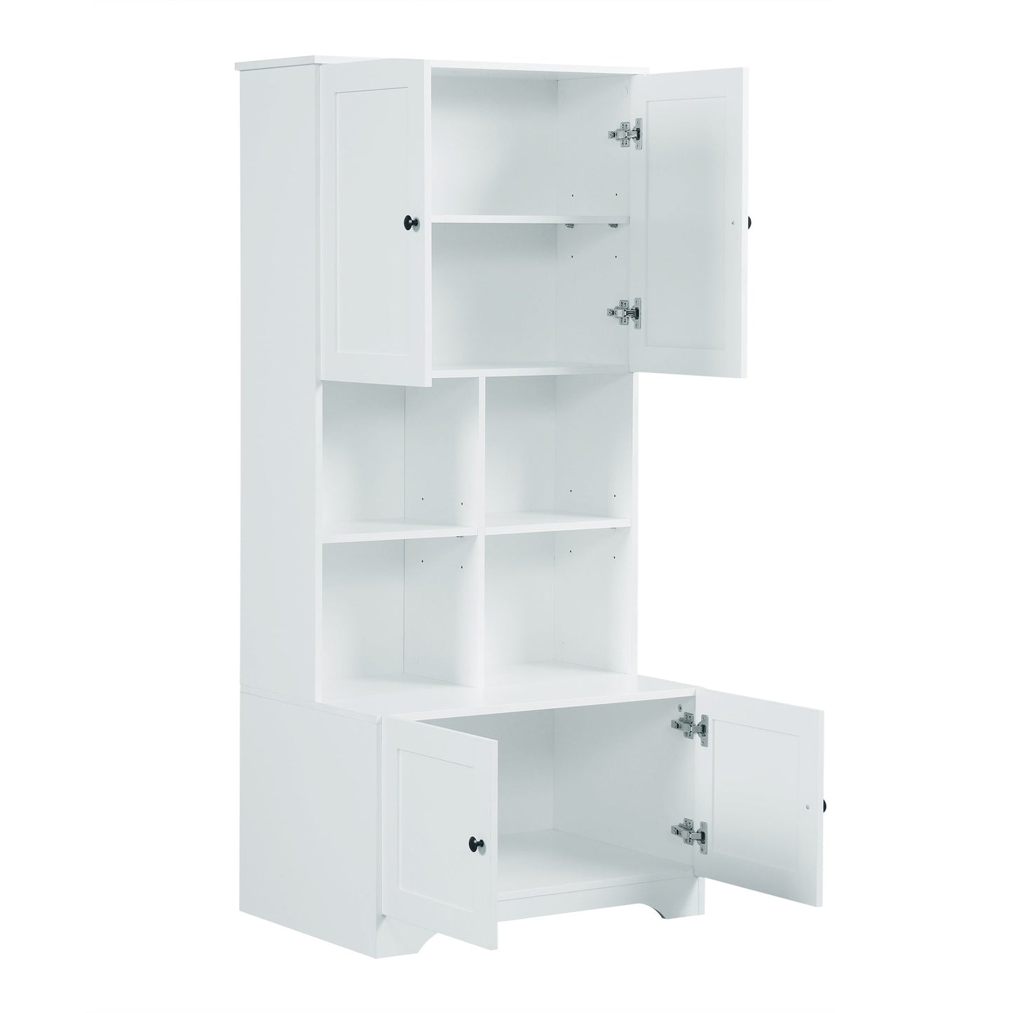Elegant 4-Door Bathroom Storage Cabinet with Adjustable Shelves