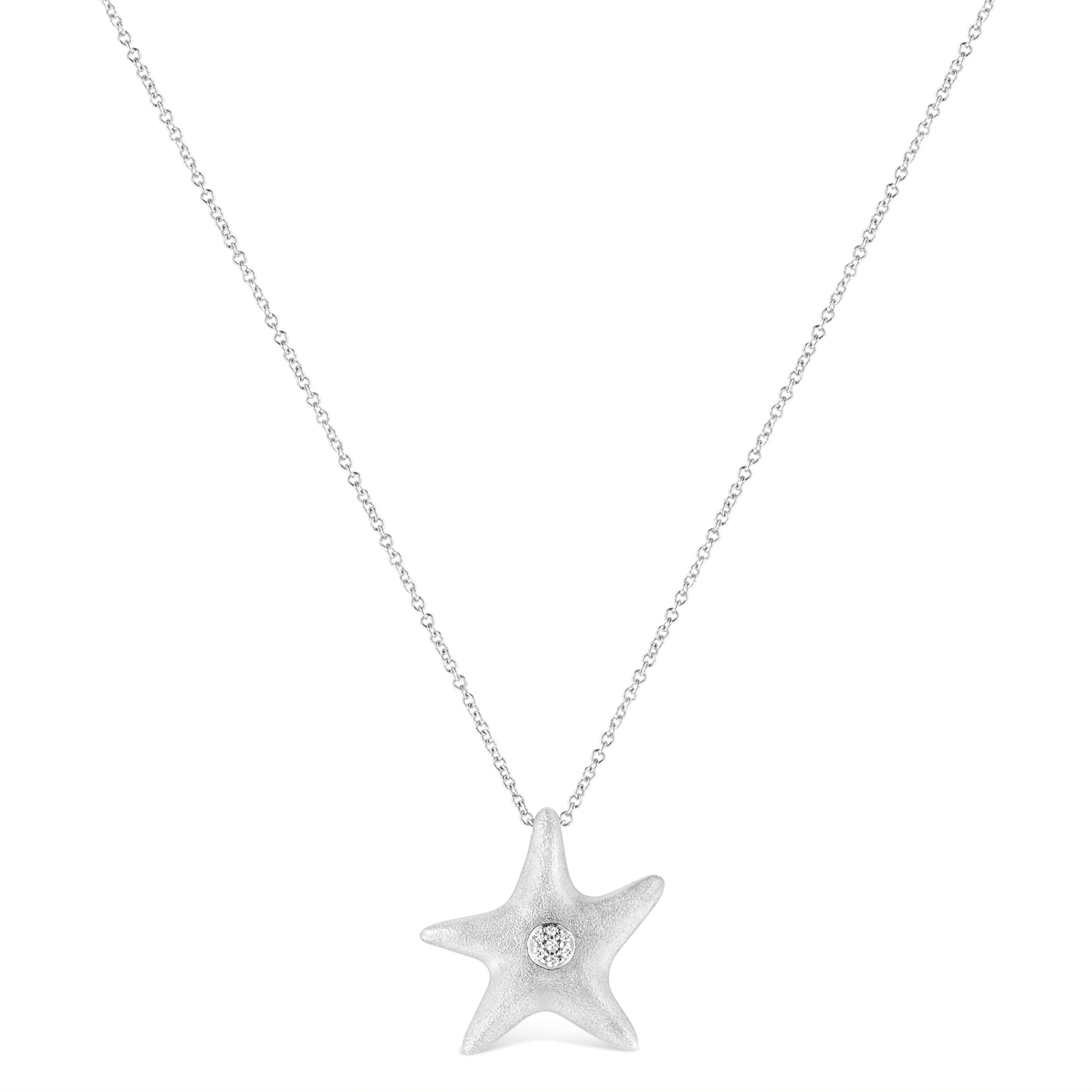 Pendentif en étoile de mer en argent sterling .925 avec accent en diamant - 18"