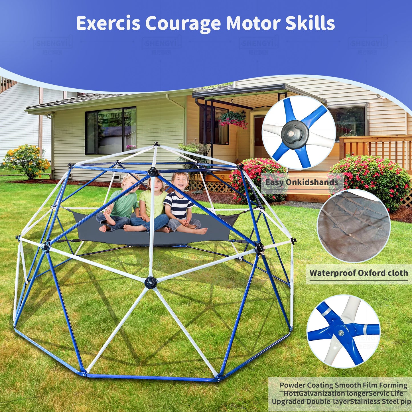 10FT Climbing Dome for Kids Jungle Gym Apply To Park Dome Climber With Hammock Playground Equipment - Korvel