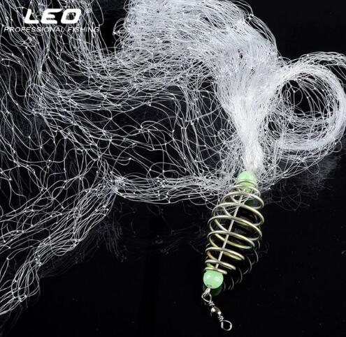 LEO  Night Luminous Beads Copper Spring Shoal Fishing Net with Ball  Freshwater - Korvel